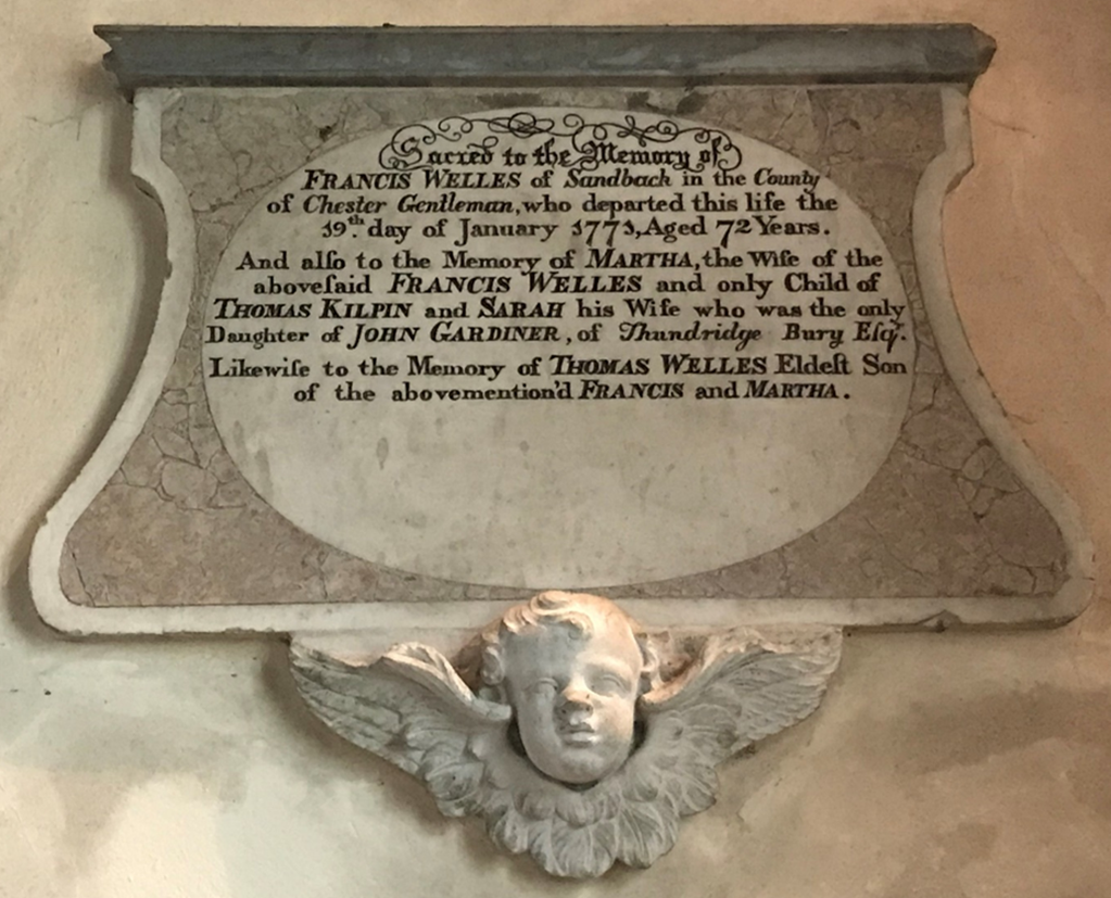 G: Marble Wall Tablet: Sacred to the Memory of Francis WELLES